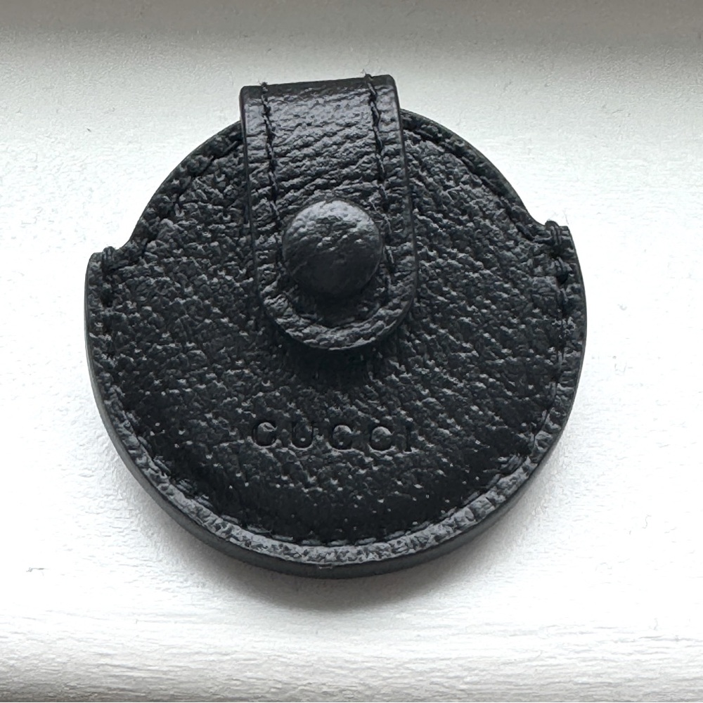 GUCCI black leather pet air tag holder - like new - never used